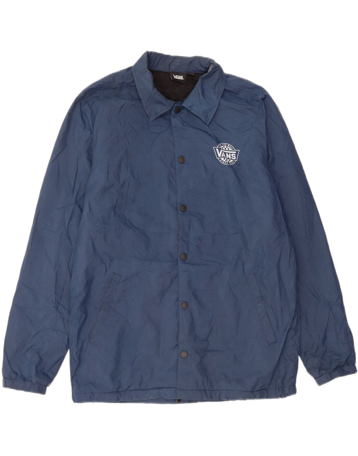 Vans Mens Graphic Bomber Jacket UK 38 Medium Navy Blue Polyester