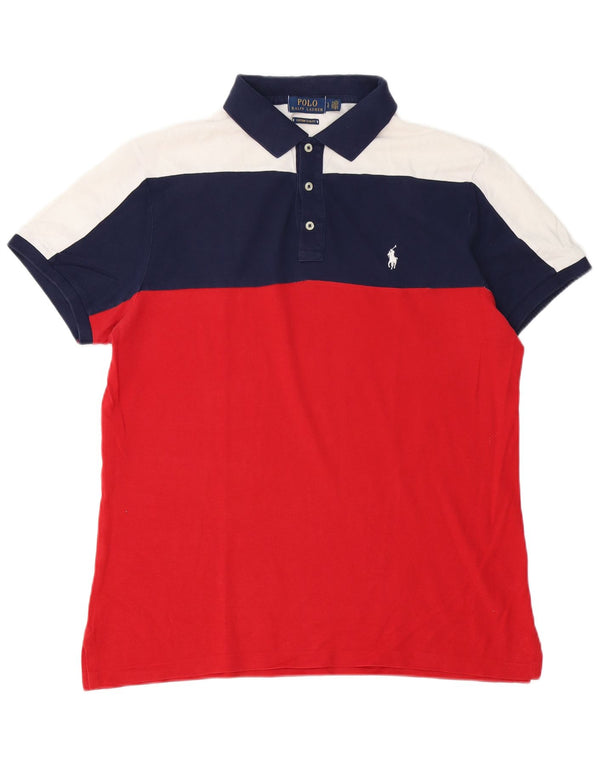 Polo Ralph Lauren Mens Custom Slim Fit Polo Shirt Large Red Colourblock