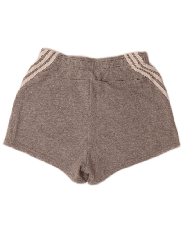 Adidas Womens Sport Shorts UK 8/10 Small Grey Flecked Cotton