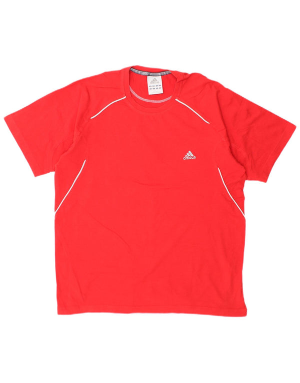 Adidas Mens T-Shirt Top Large Red Cotton