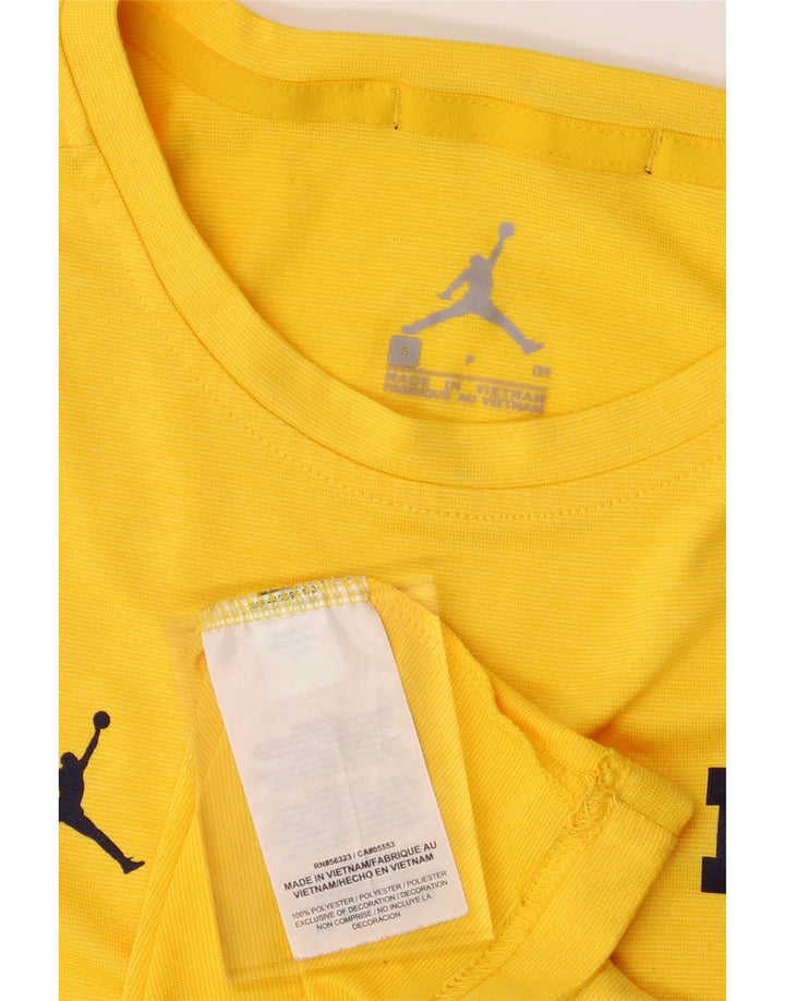 JORDAN Mens T-Shirt Top Small Yellow Polyester Vintage Jordan and Second-Hand Jordan from Messina Hembry 
