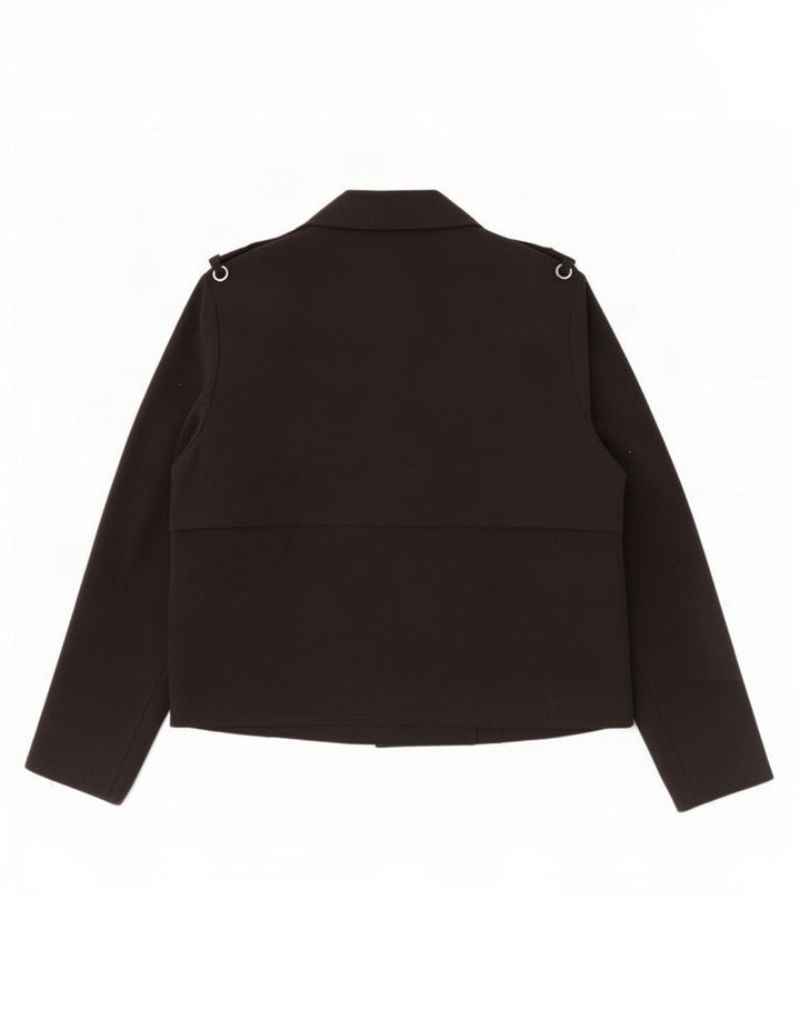 Topshop Womens Short Trench Coat UK 12 Medium Black Polyester
