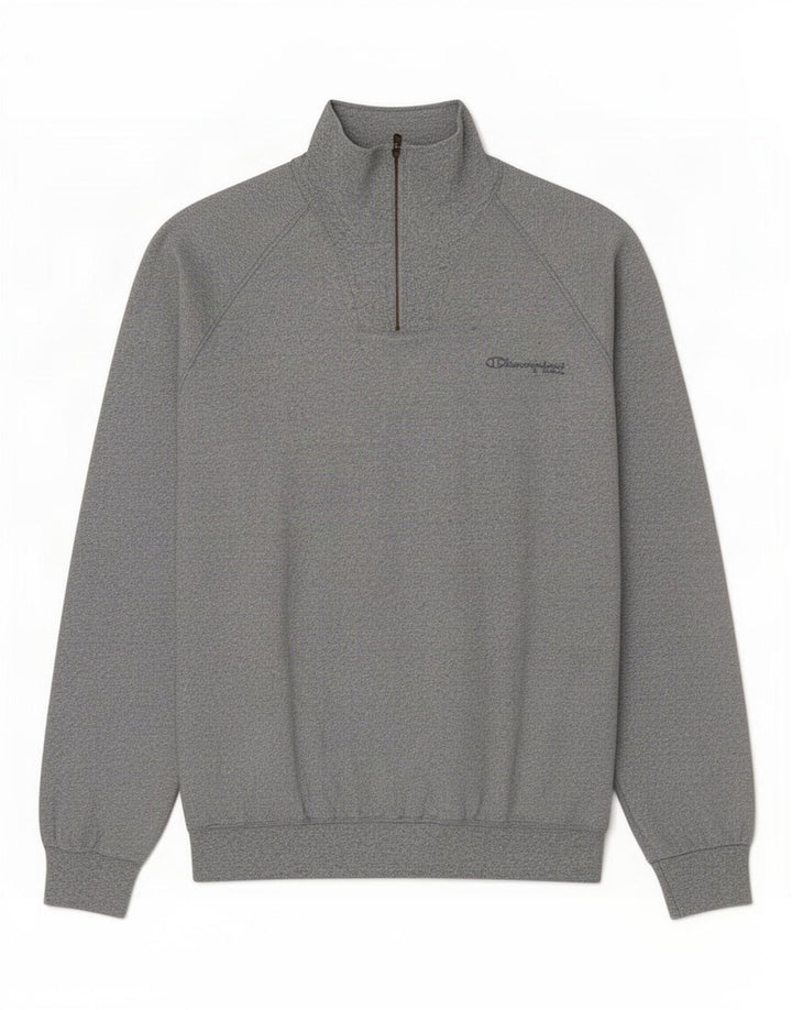 Champion Mens Zip Neck Sweatshirt Jumper Large Grey