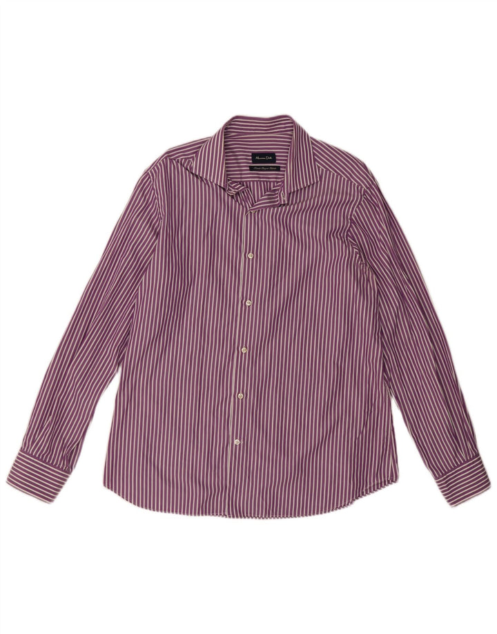 Massimo Dutti Mens Shirt Medium Purple Striped