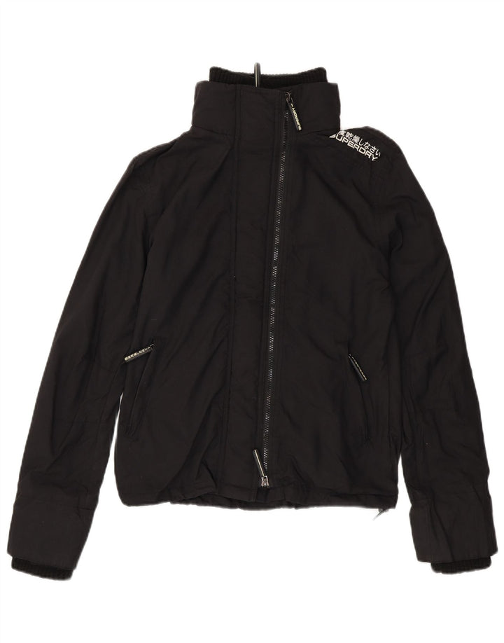 SUPERDRY Womens Windbreaker Jacket UK 14 Medium Black Nylon