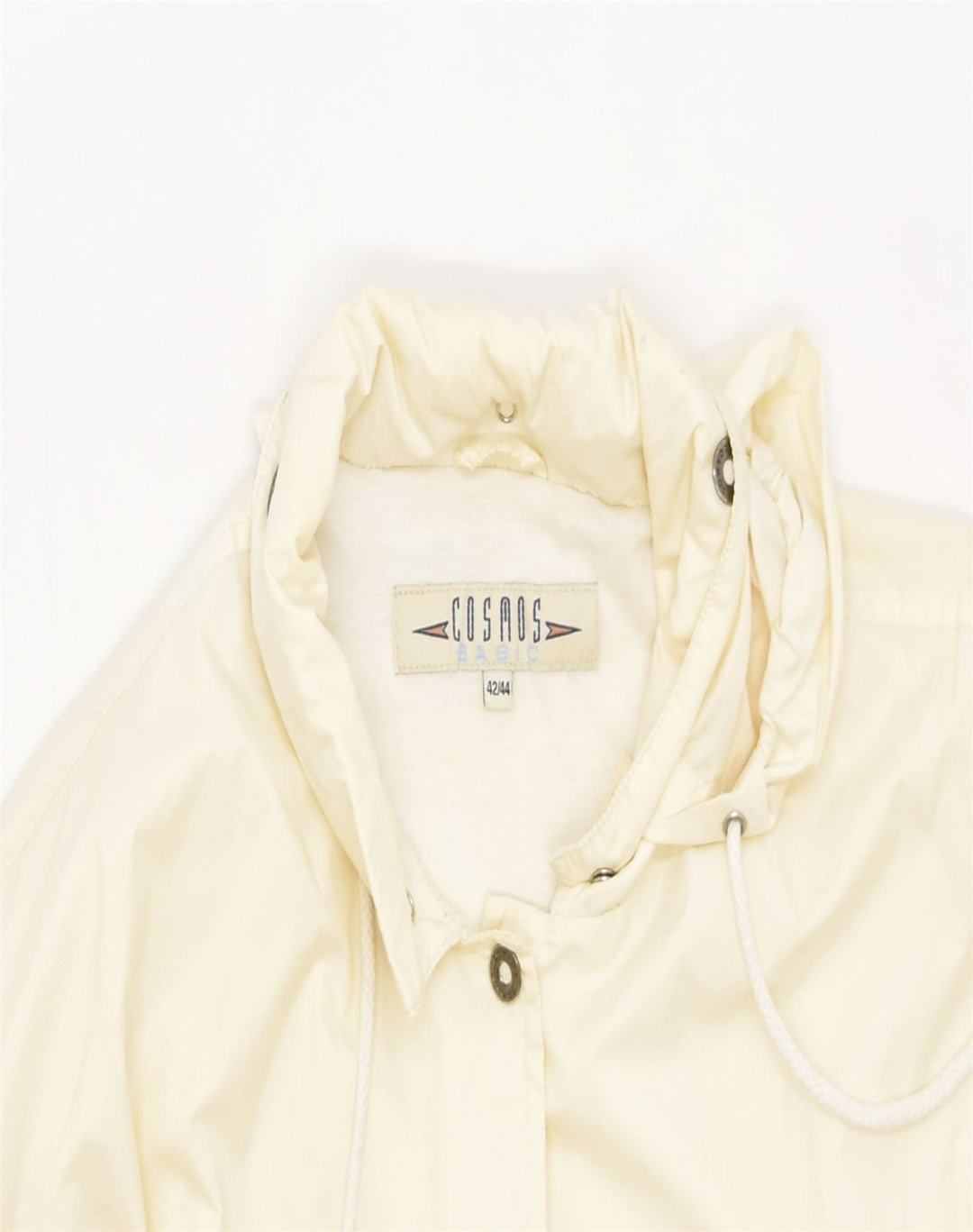 COSMOS Womens Hooded Rain Jacket IT 42/44 Medium Off White Nylon | Vintage | Thrift | Second-Hand | Used Clothing | Messina Hembry 