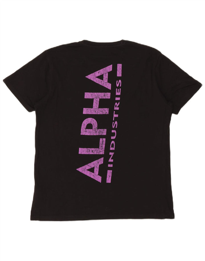 Alpha Industries Mens Graphic T-Shirt Top Large Black Cotton