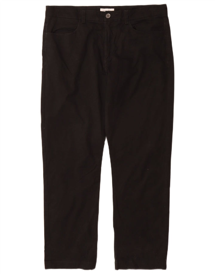 CALVIN KLEIN Mens Straight Casual Trousers W34 L30 Black Cotton