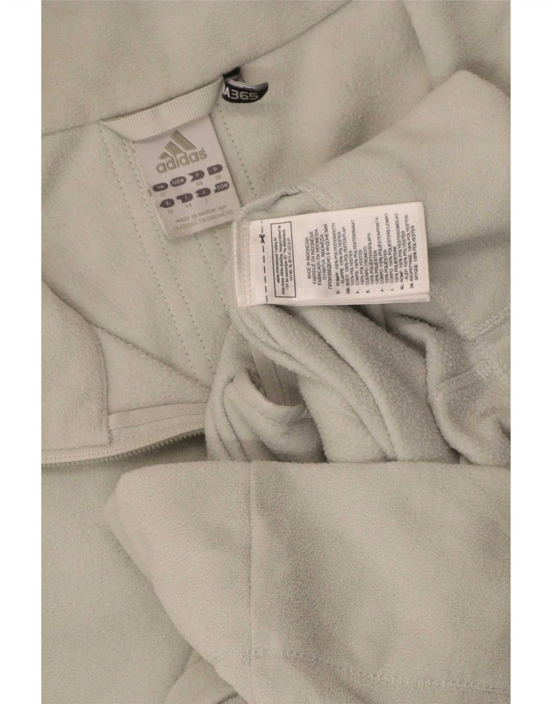 Adidas Womens Fleece Jacket UK 12 Medium Grey Striped Polyester