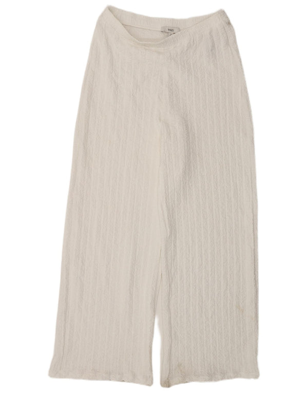 Marks & Spencer Womens Wide Leg Casual Trousers UK 12 Medium W30 L32 White