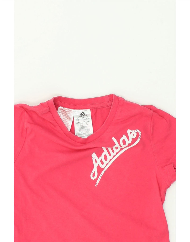 ADIDAS Girls Graphic T-Shirt Top 9-10 Years Pink Cotton | Vintage Adidas | Thrift | Second-Hand Adidas | Used Clothing | Messina Hembry 