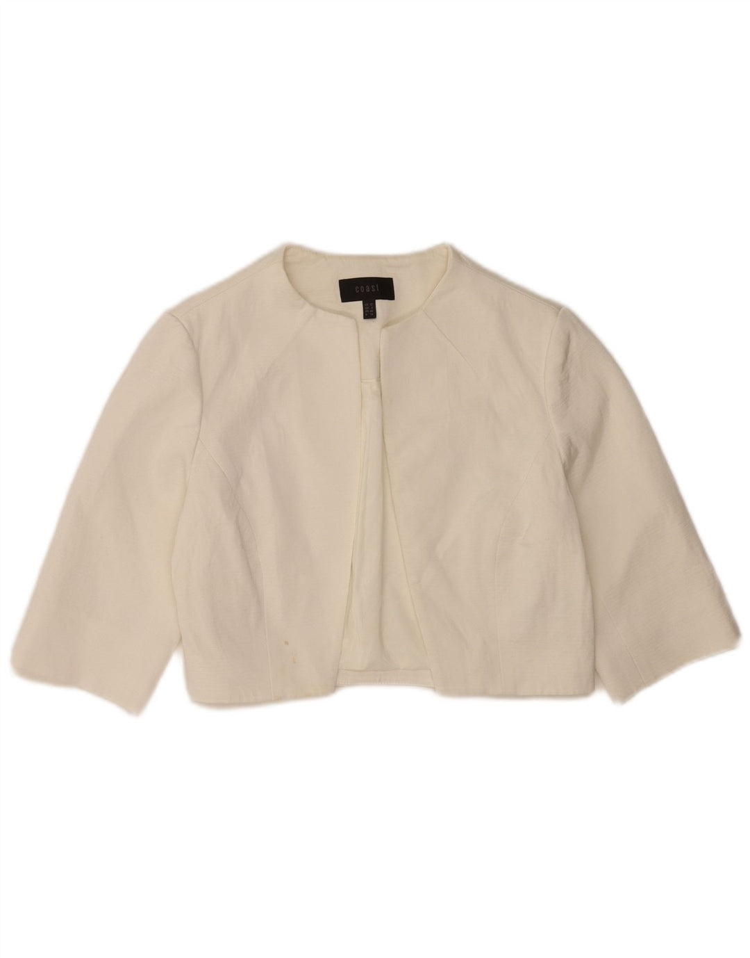 Coast Womens 3/4 Sleeve Open Bolero Jacket UK 12 Medium White Viscose
