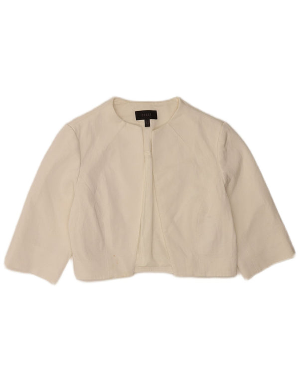 Coast Womens 3/4 Sleeve Open Bolero Jacket UK 12 Medium White Viscose