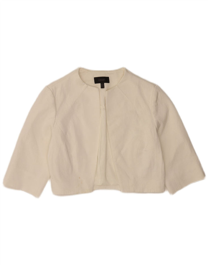 Coast Womens 3/4 Sleeve Open Bolero Jacket UK 12 Medium White Viscose