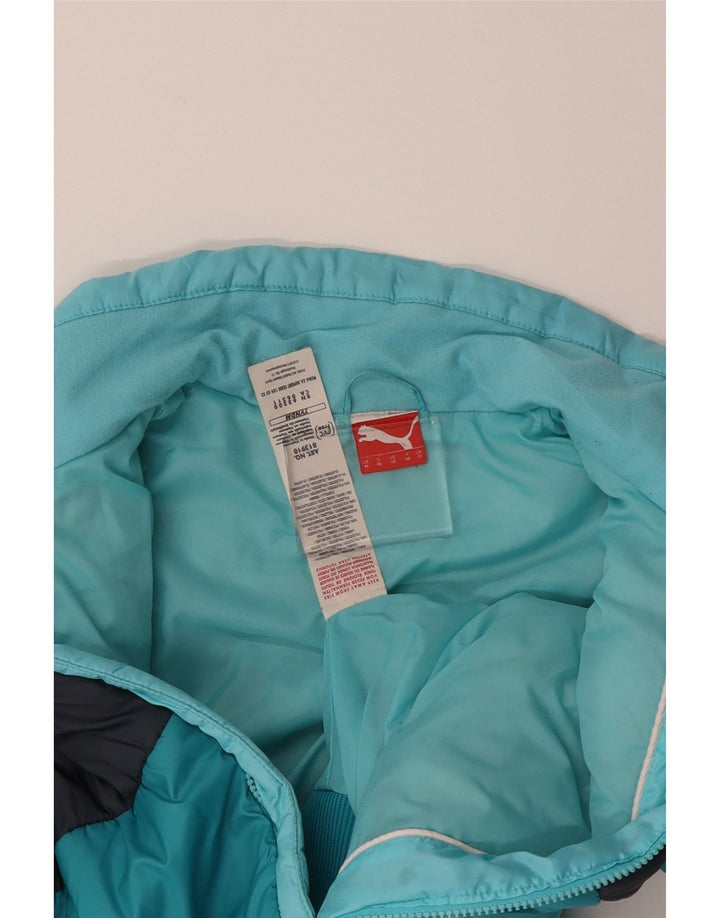 PUMA Womens Padded Jacket UK 12 Medium Blue Colourblock Polyester Vintage Puma and Second-Hand Puma from Messina Hembry 