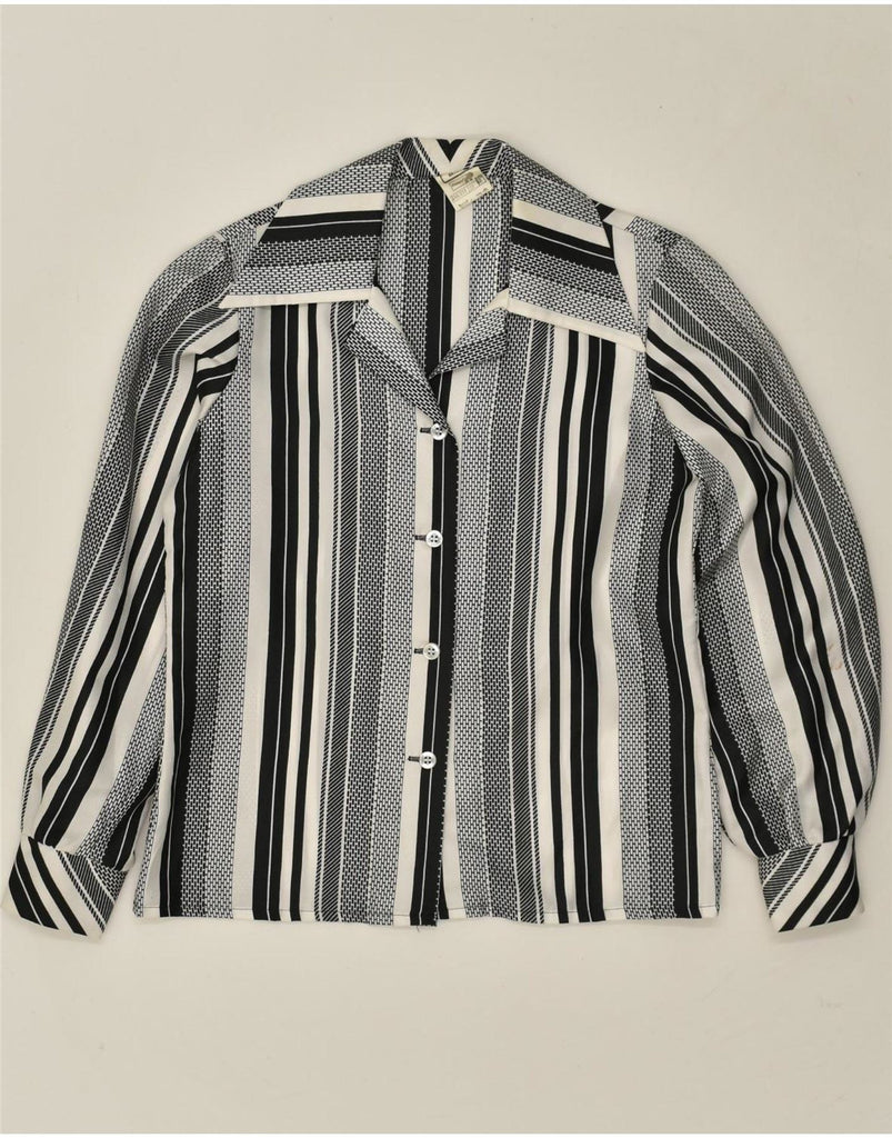 VINTAGE Womens Shirt Blouse EU 40 Medium Black Striped Polyester Vintage Vintage and Second-Hand Vintage from Messina Hembry 