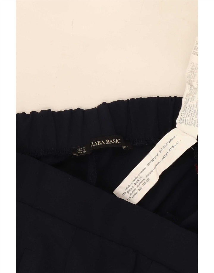 Zara Womens Straight Casual Trousers Small W26 L25 Navy Blue Polyester