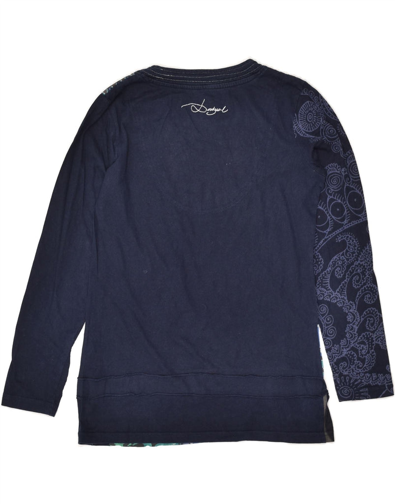 DESIGUAL Womens Graphic Top Long Sleeve UK 12 Medium Navy Blue Paisley | Vintage Desigual | Thrift | Second-Hand Desigual | Used Clothing | Messina Hembry 