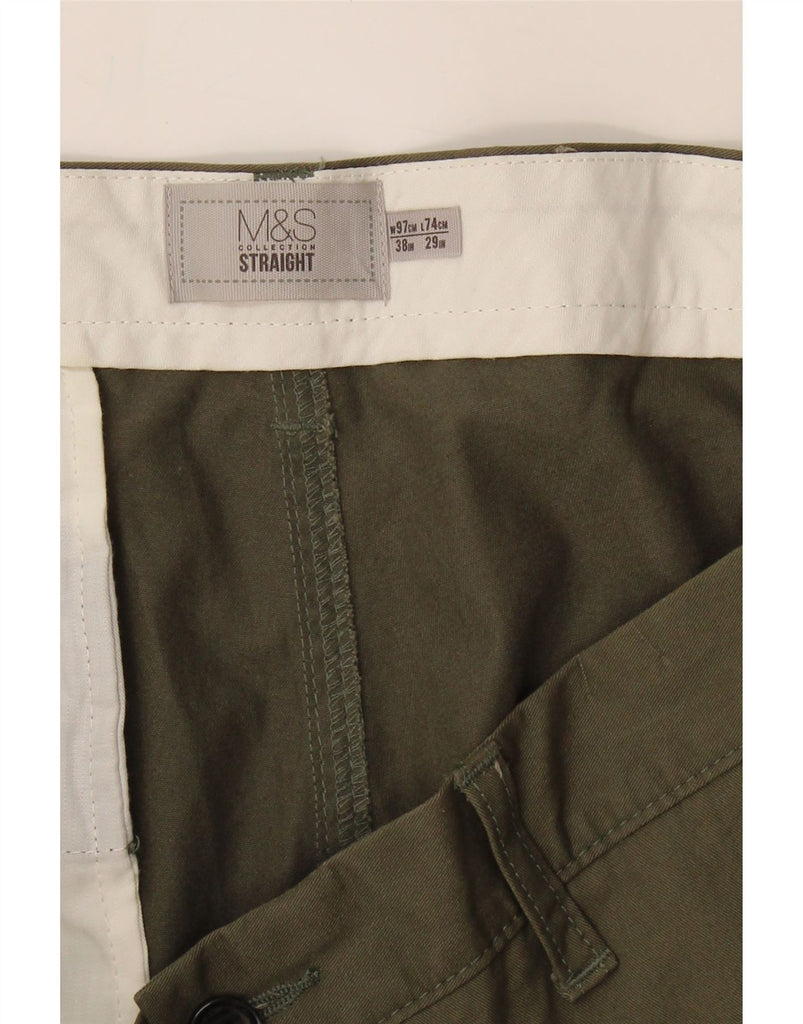 MARKS & SPENCER Mens Straight Chino Trousers W38 L29 Khaki Cotton Vintage Marks & Spencer and Second-Hand Marks & Spencer from Messina Hembry 