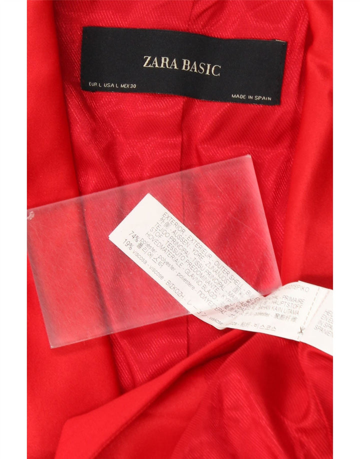 ZARA Womens 1 Button Blazer Jacket UK 14 Large Red Polyester