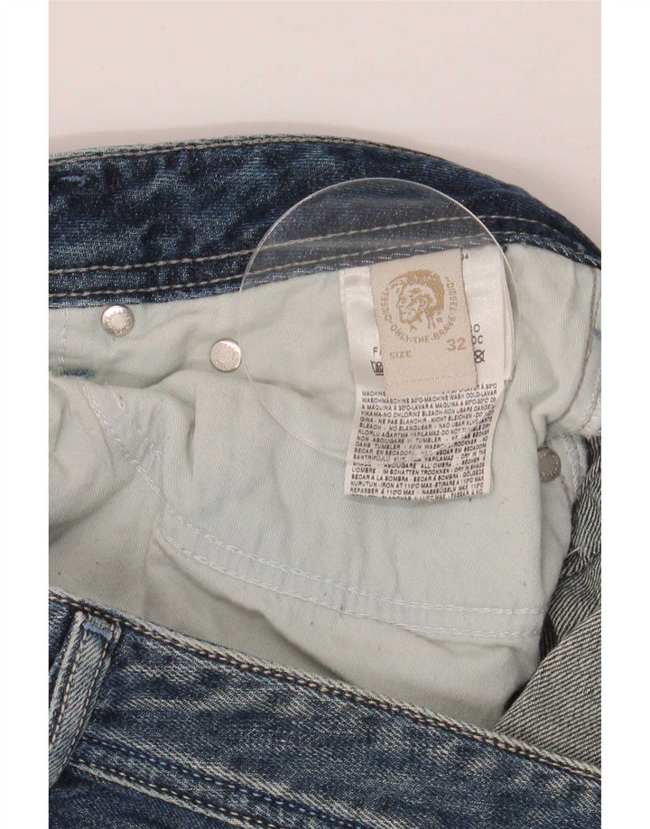 Diesel Mens Distressed Bootcut Jeans W32 L32 Blue Cotton