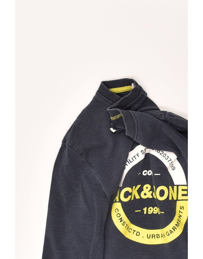 JACK & JONES Mens Graphic Sweatshirt Jumper Medium Navy Blue Cotton | Vintage Jack & Jones | Thrift | Second-Hand Jack & Jones | Used Clothing | Messina Hembry 