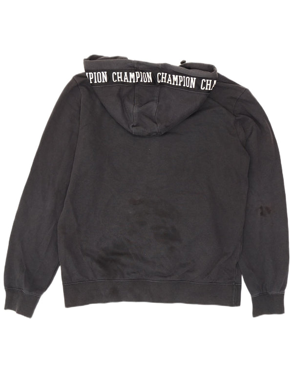Champion Mens Graphic Zip Hoodie Sweater 2XL Navy Blue Cotton