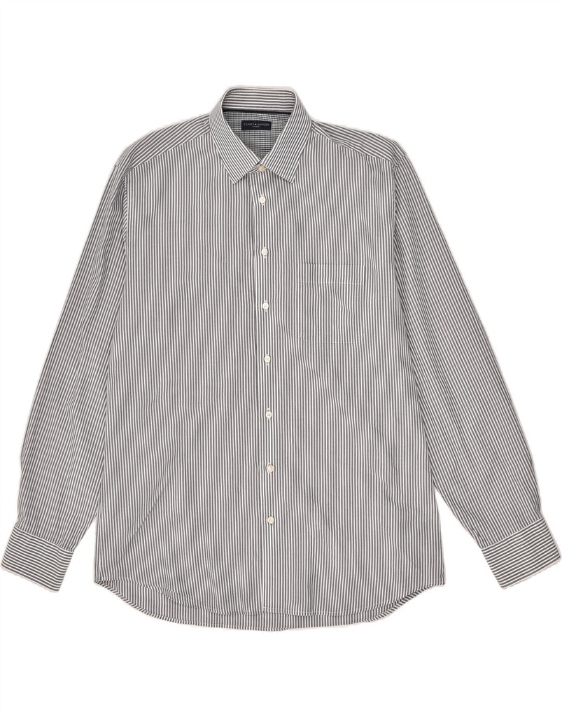 TOMMY HILFIGER Mens Tailored Shirt Size 41 16 Large Grey Pinstripe Vintage Tommy Hilfiger and Second-Hand Tommy Hilfiger from Messina Hembry 