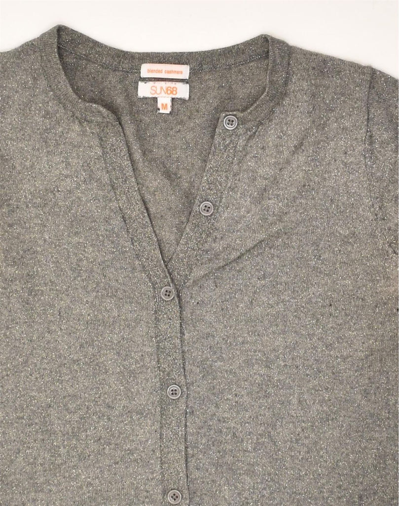 SUN68 Womens Cardigan Sweater UK 12 Medium Grey Cotton | Vintage Sun68 | Thrift | Second-Hand Sun68 | Used Clothing | Messina Hembry 