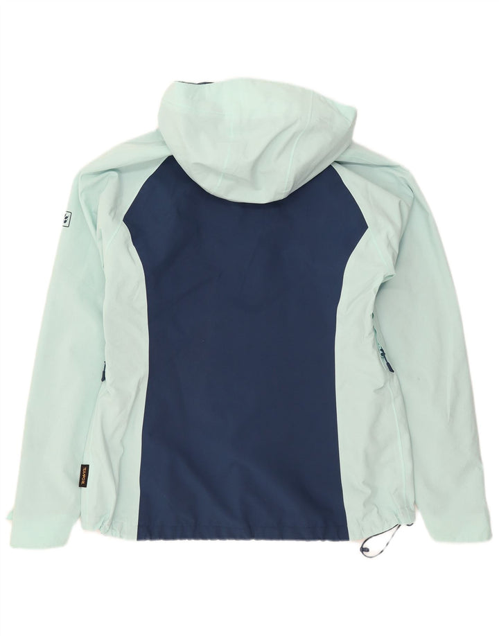 Jack Wolfskin Womens Hooded Rain Jacket UK 10/12 Medium Blue Colourblock
