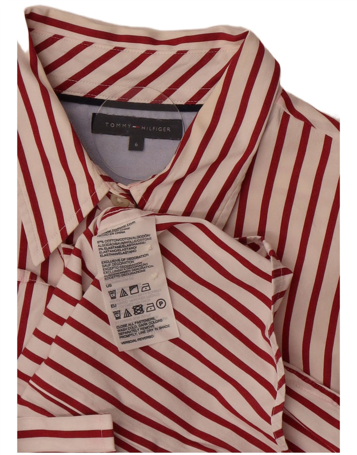 Tommy Hilfiger Womens Shirt US 6 Medium Red Pinstripe Cotton