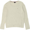 TOMMY HILFIGER Womens Boat Neck Jumper Sweater UK 14 Medium Grey | Vintage Tommy Hilfiger | Thrift | Second-Hand Tommy Hilfiger | Used Clothing | Messina Hembry 
