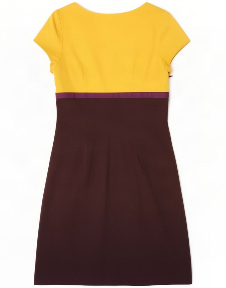 Boden Womens Short Sleeves Basic Dress UK 12 Medium Yellow Colourblock