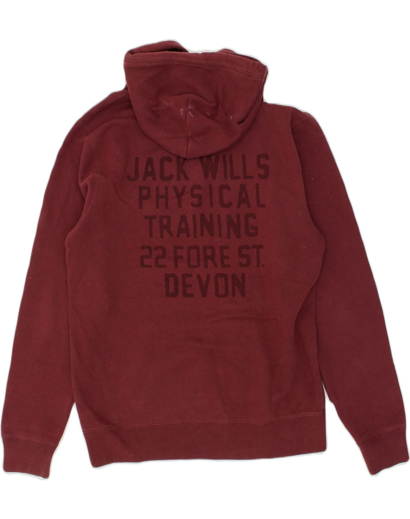 JACK WILLS Mens Graphic Hoodie Jumper Medium Maroon Cotton | Vintage Jack Wills | Thrift | Second-Hand Jack Wills | Used Clothing | Messina Hembry 