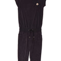 MONCLER Womens Velour Jumpsuit UK 10 Small  Navy Blue Cotton