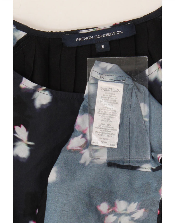 French Connection Womens Blouse Top UK 10 Small Black Floral Polyester