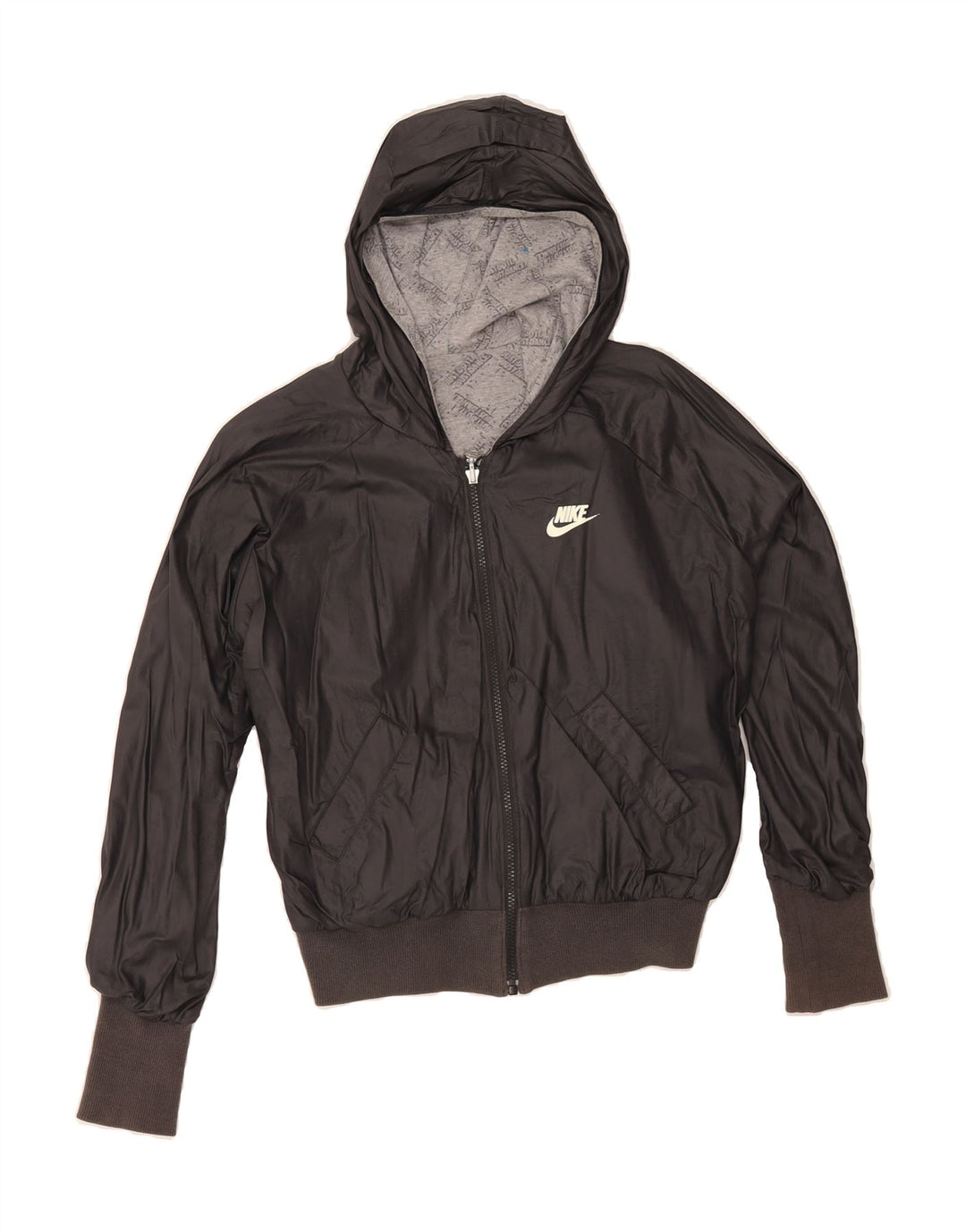 NIKE Mens Hooded Reversible Jacket UK 40 Large Grey Vintage Nike and Second-Hand Nike from Messina Hembry 