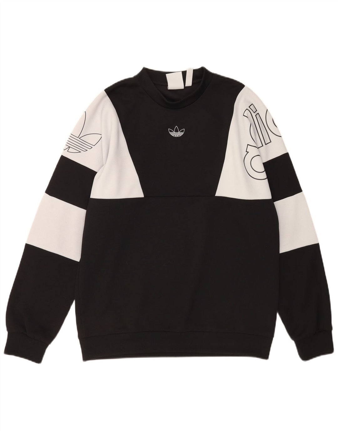 Adidas Mens Graphic Sweatshirt Jumper Medium Black Colourblock Polyester