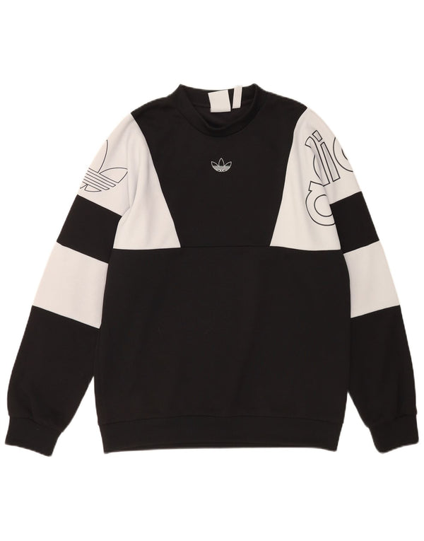 Adidas Mens Graphic Sweatshirt Jumper Medium Black Colourblock Polyester