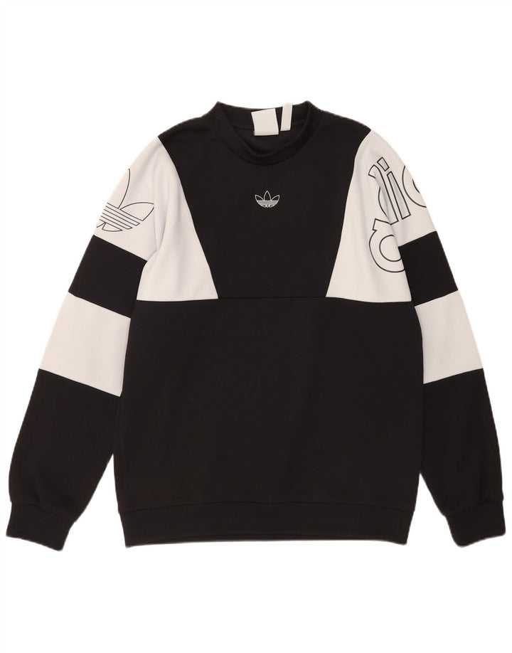 Adidas Mens Graphic Sweatshirt Jumper Medium Black Colourblock Polyester