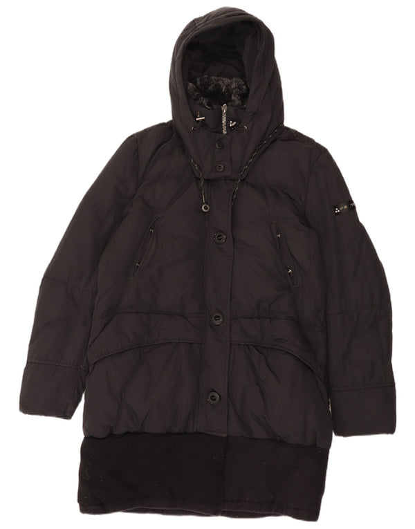 PEUTEREY Womens Hooded Padded Coat IT 48 XL Black Colourblock Polyamide