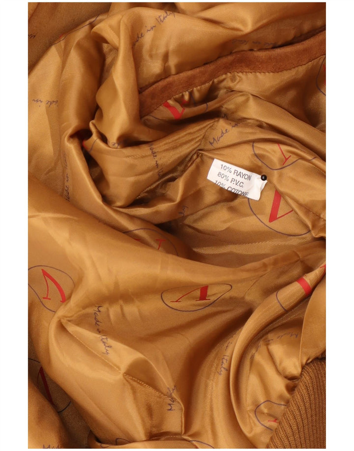 Vintage Mens Bomber Jacket UK 40 Large Brown Polyester