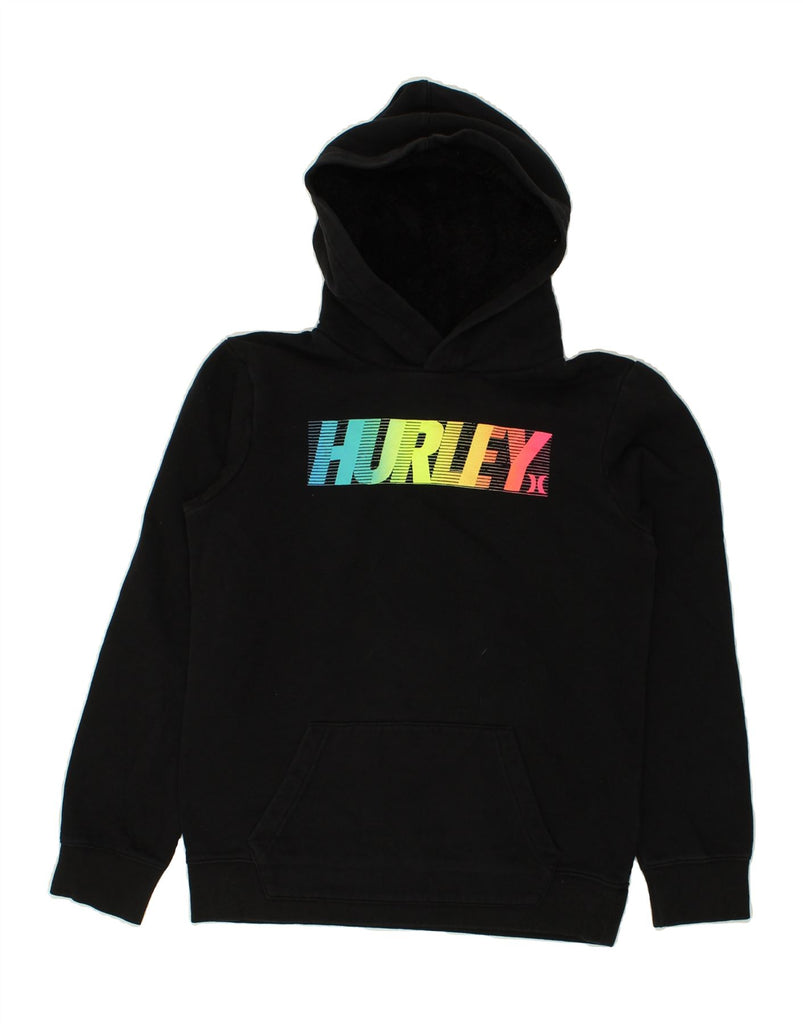 HURLEY Boys Graphic Hoodie Jumper 13-14 Years XL Black Cotton | Vintage Hurley | Thrift | Second-Hand Hurley | Used Clothing | Messina Hembry 