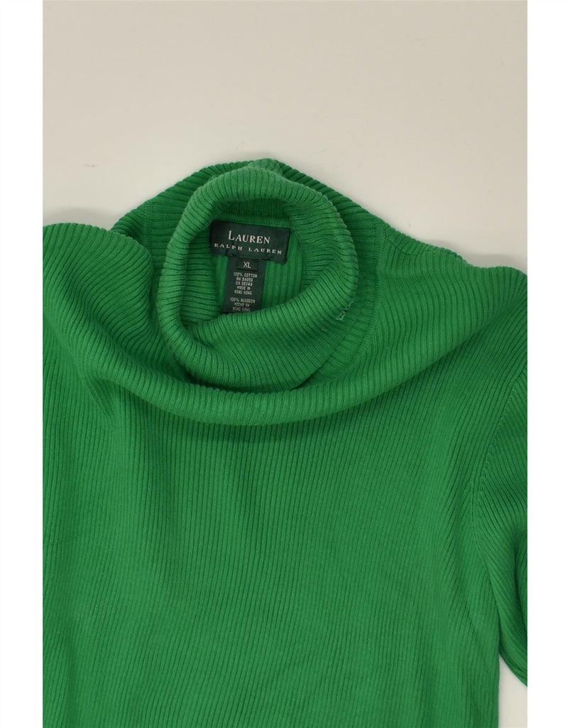 RALPH LAUREN Womens Roll Neck Jumper Sweater UK 18 XL Green Cotton | Vintage Ralph Lauren | Thrift | Second-Hand Ralph Lauren | Used Clothing | Messina Hembry 