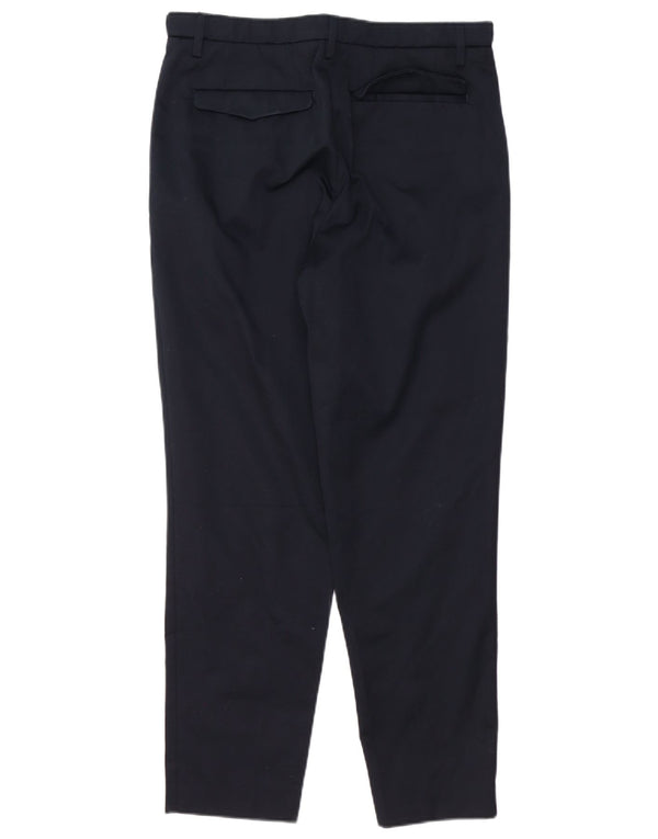 Vintage Mens Tapered Suit Trousers IT 48 Medium W34 L30 Navy Blue Cotton