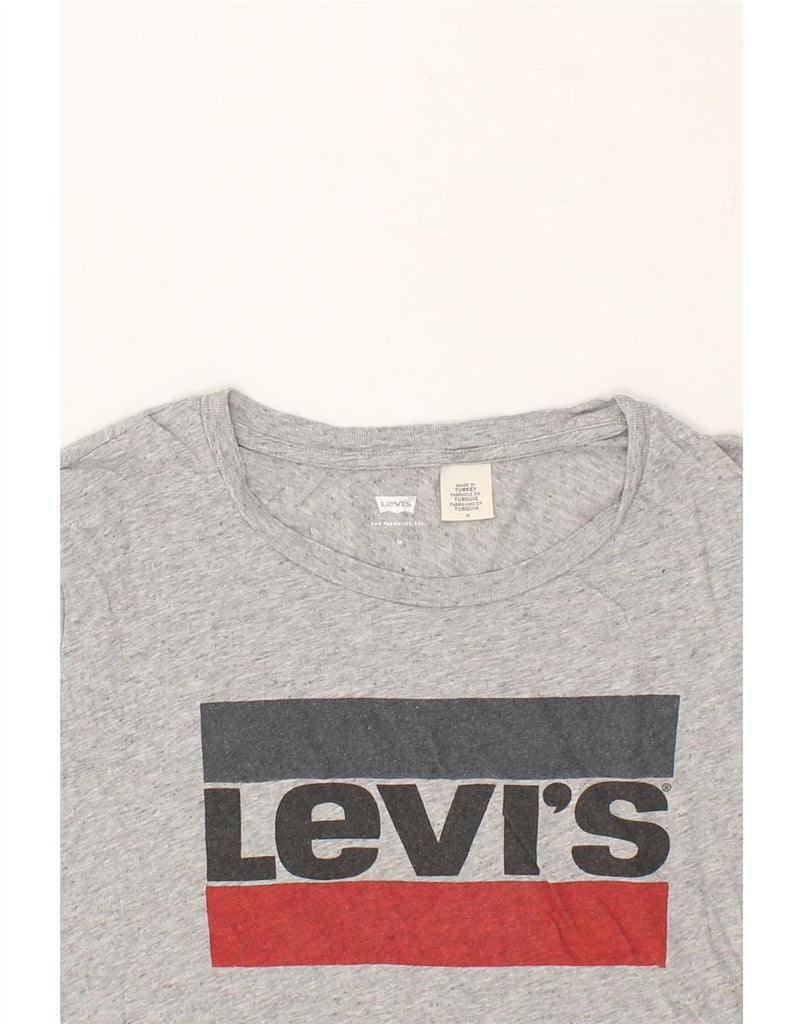 LEVI'S Womens Graphic T-Shirt Top UK 14 Medium Grey Vintage Levi's and Second-Hand Levi's from Messina Hembry 