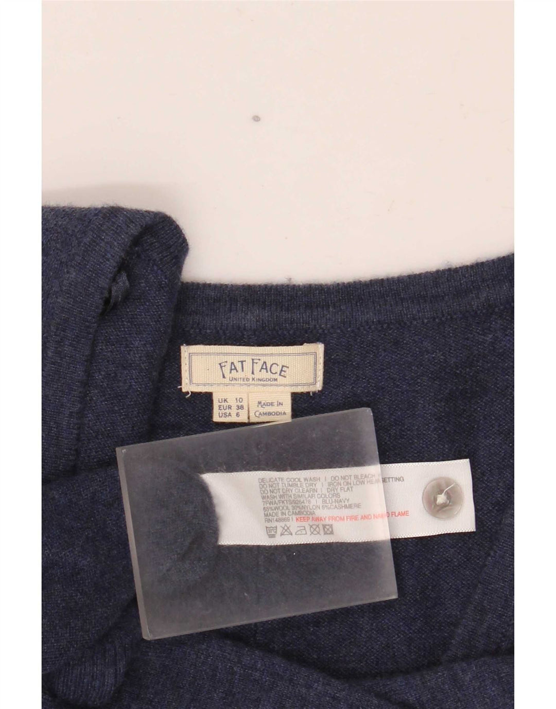 Fat Face Womens Cardigan Sweater UK 10 Small Navy Blue Wool