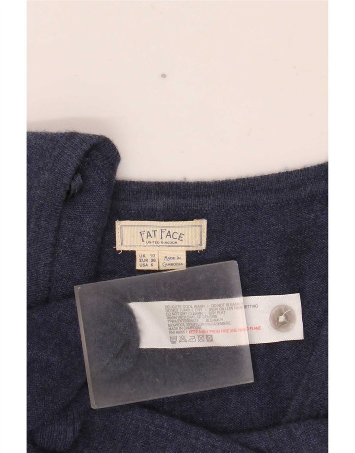 Fat Face Womens Cardigan Sweater UK 10 Small Navy Blue Wool