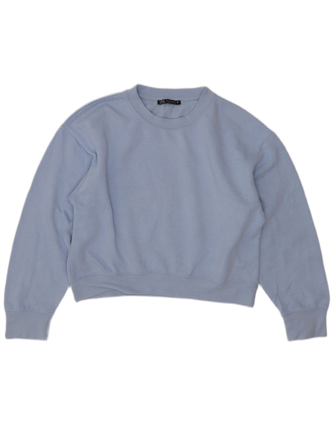Zara Womens Crop Oversized Sweatshirt Jumper UK 10 Small Blue