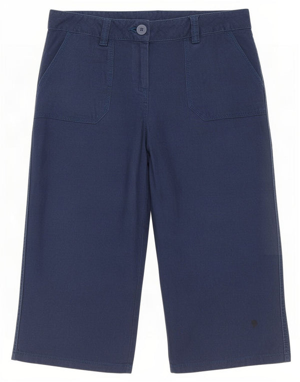 Marks & Spencer Womens Bermuda Shorts UK 12 Medium W30 Navy Blue Linen